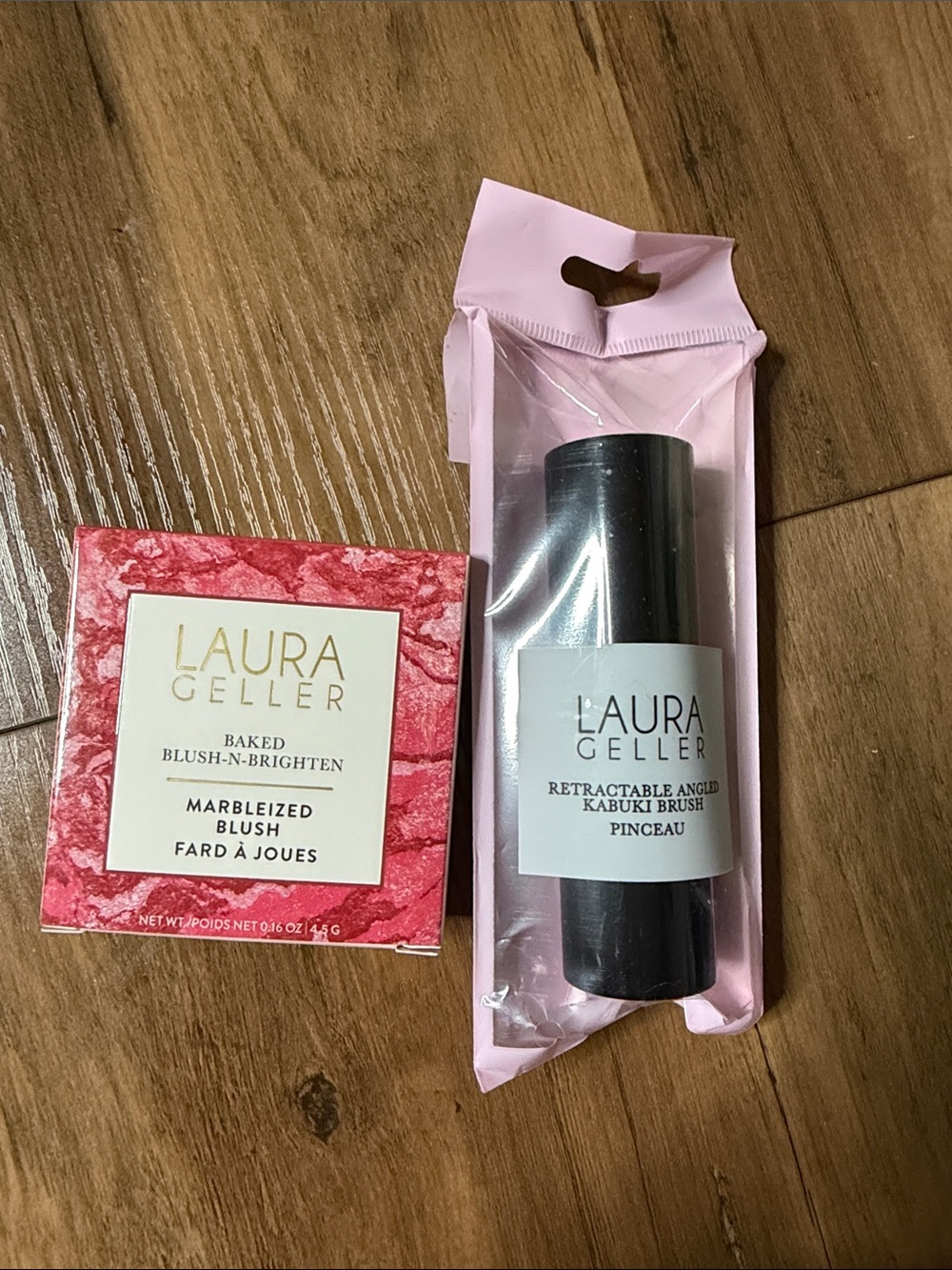 Laura Geller Marbleized Baked Blush & Retractable Kabuki Brush - Pink